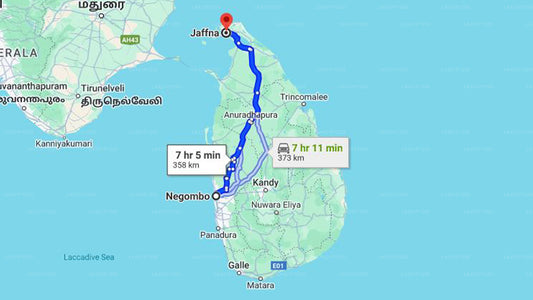 Negombo City to Jaffna City Private Transfer