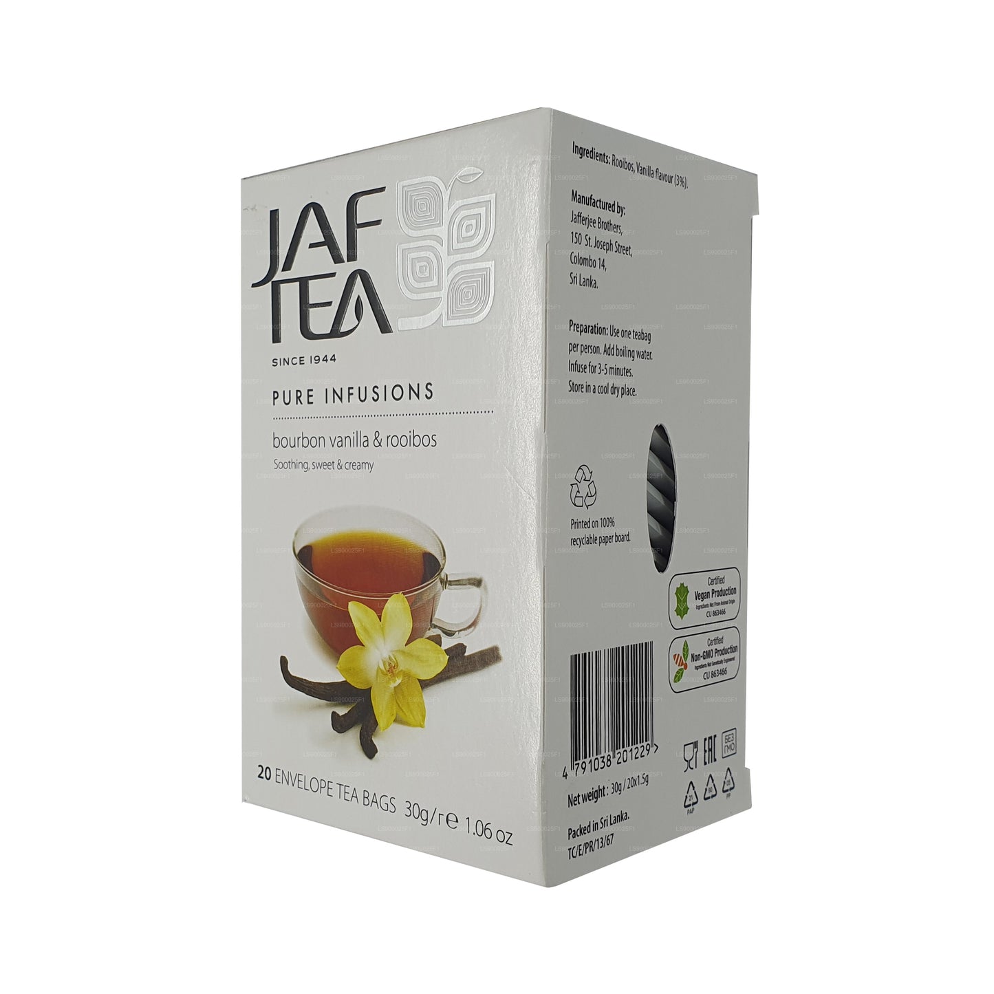 Jaf Tea Pure Infusionsコレクションバーボンバニラルイボス (30g) 20ティーバッグ