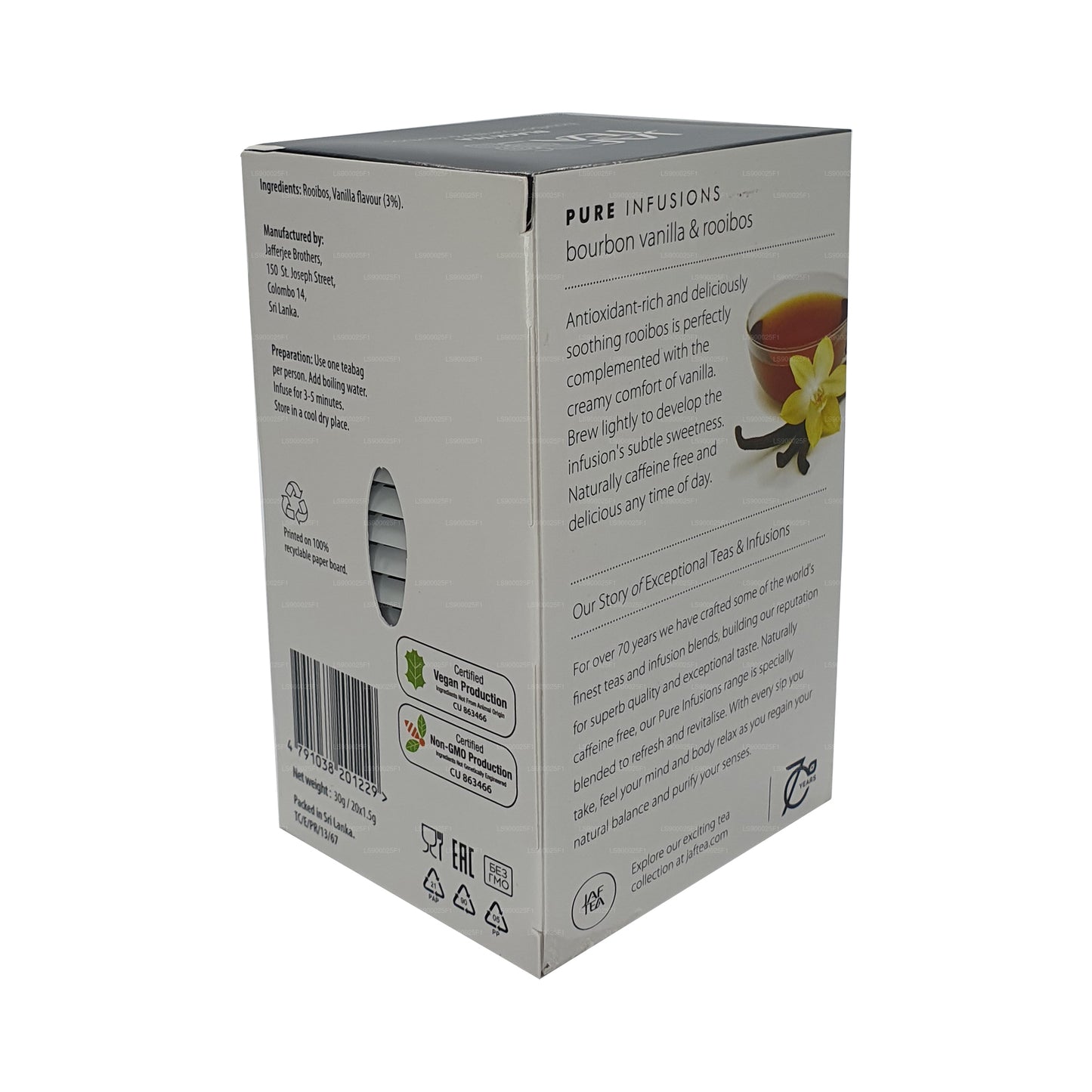 Jaf Tea Pure Infusionsコレクションバーボンバニラルイボス (30g) 20ティーバッグ