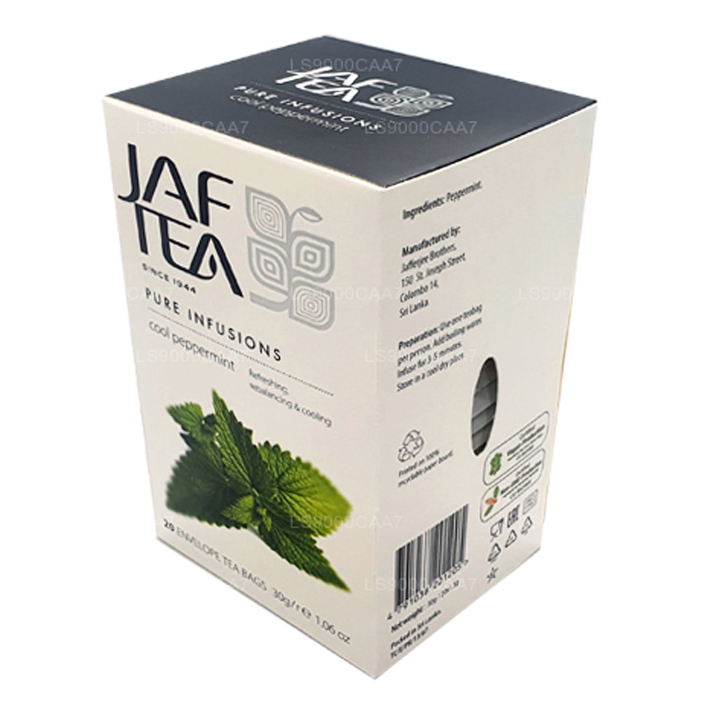 Jaf Tea ピュアインフュージョンコレクションクールペパーミントホイルエンベロープティーバッグ (30g)