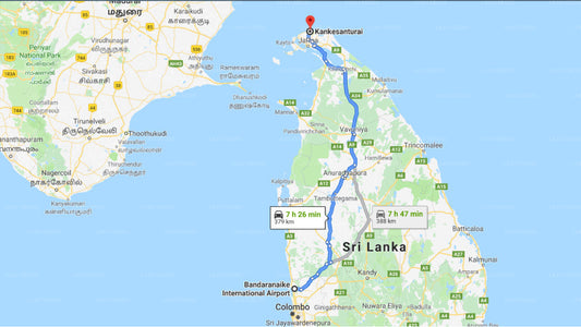 コロンボ空港 (CMB) からカンケサントゥライ市へのプライベート送迎