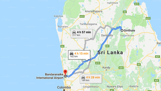 ギリタレ市からコロンボ空港 (CMB) へのプライベート送迎