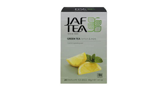 Jaf Tea ピュアグリーンコレクショングリーンレモン&ミントホイルエンベロープティーバッグ (40g)