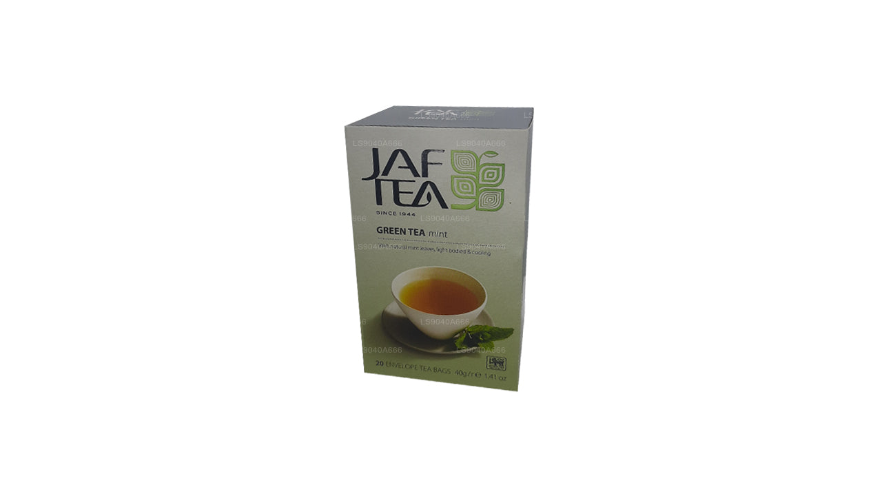 Jaf Tea ピュアグリーンコレクショングリーンティーミントフォイルエンベロープティーバッグ (40g)