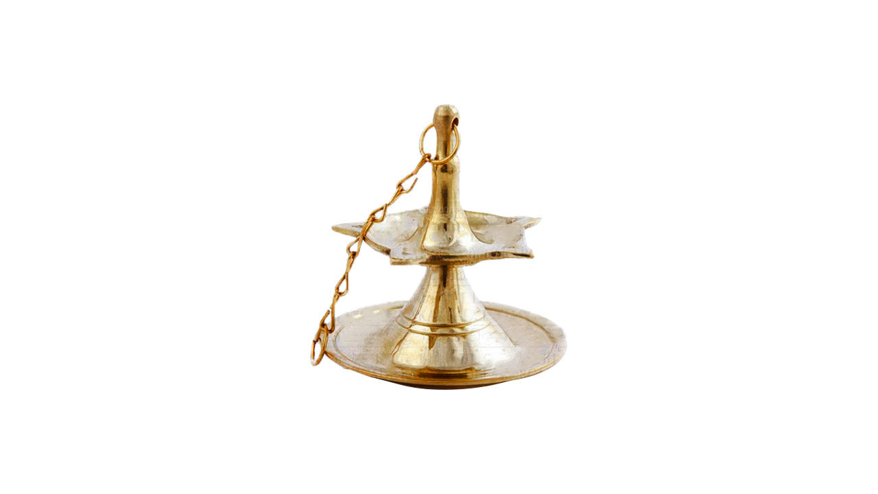 スリランカ伝統真鍮吊り下げオイルランプ (デザインA)